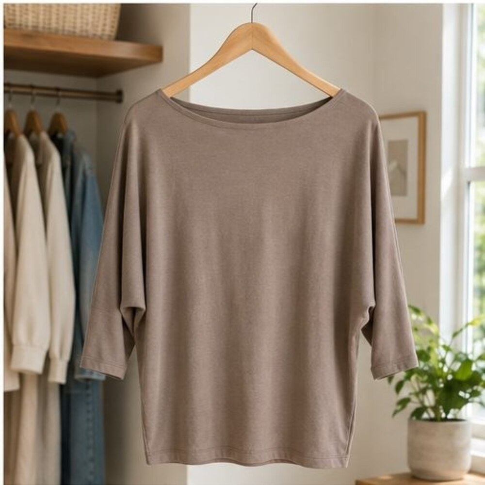 Taupe Boat Neck Dolman Top